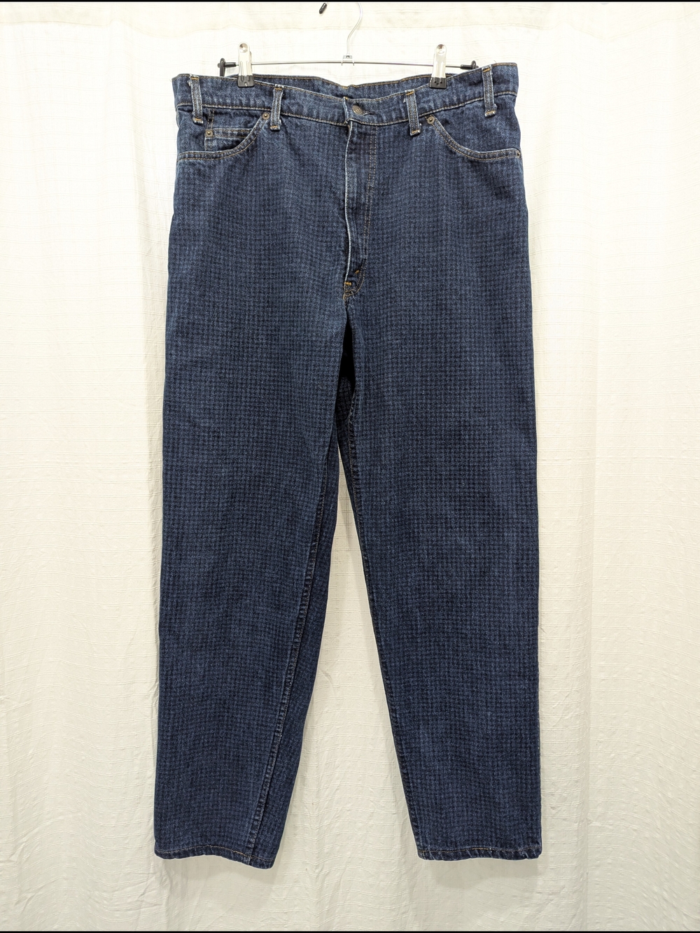 Vtg 1987 LEVIS 550 Orange Tab Checkered Grid Jeans Men 38x34 Made in USA Rare